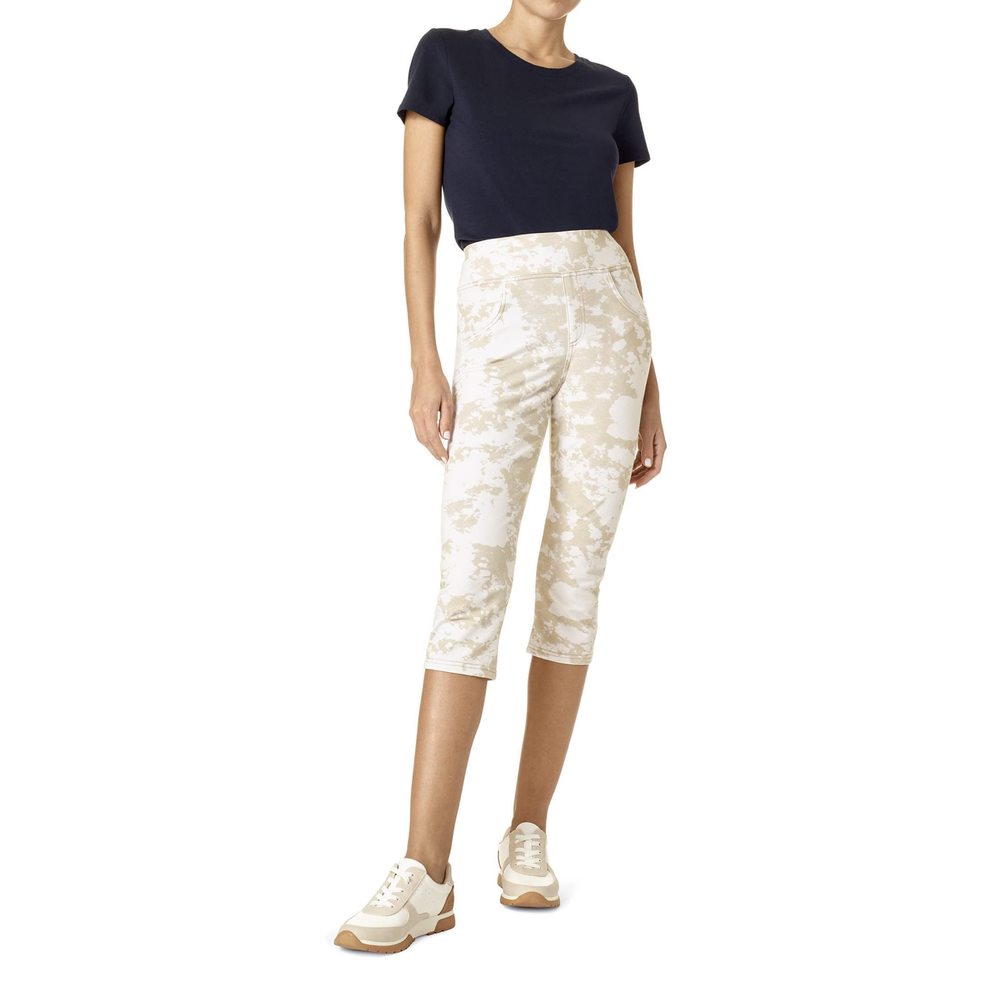 HUE Game Changing High-Rise Shorter Capris Khaki Tie-Dye SM (US Women's 4-6) 19